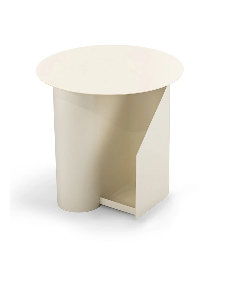Zeke Round Side Table In Beige Cream image 4