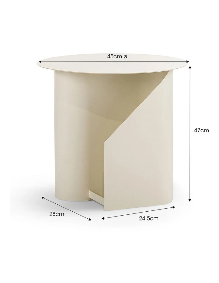 Zeke Round Side Table In Beige Cream image 6