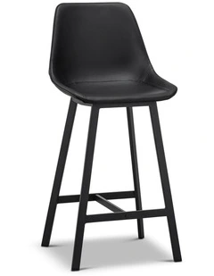 Hanns Premium Vegan Leather High Back Barstool 67cm Set Of 2 In Black