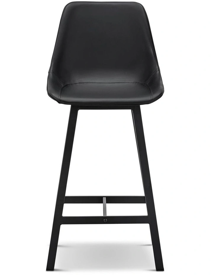 Hanns Premium Vegan Leather High Back Barstool 67cm Set Of 2 In Black image 2