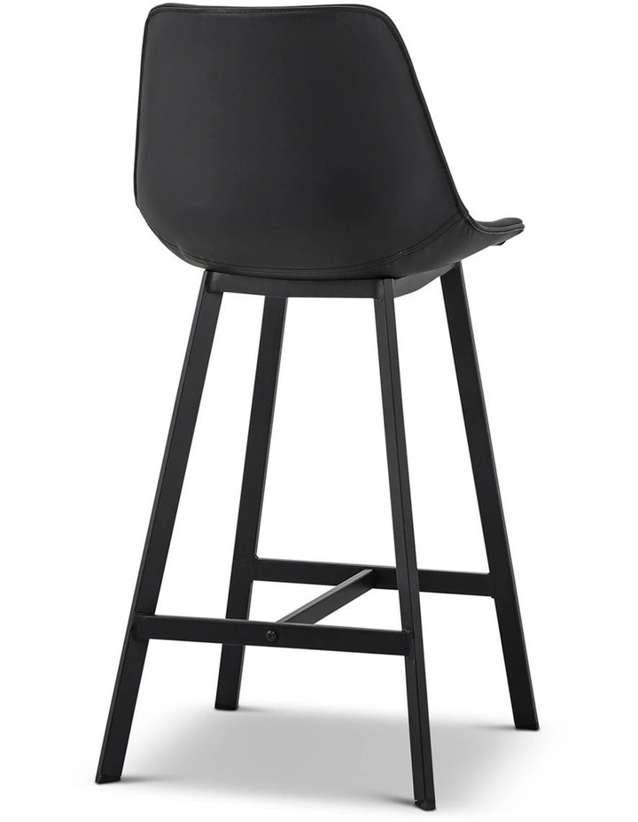 Hanns Premium Vegan Leather High Back Barstool 67cm Set Of 2 In Black image 4