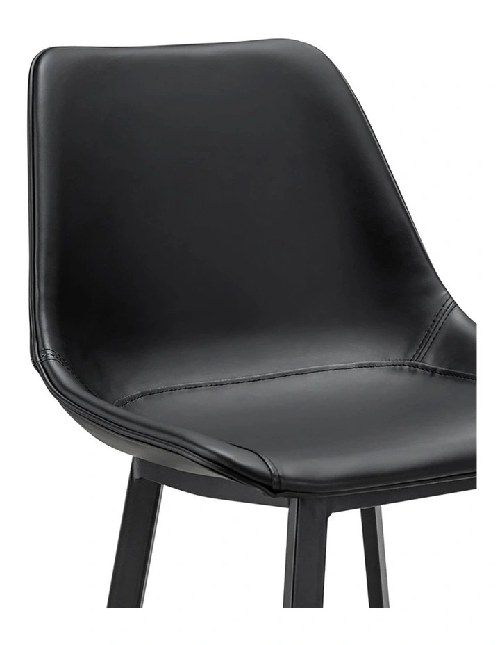 Hanns Premium Vegan Leather High Back Barstool 67cm Set Of 2 In Black image 5