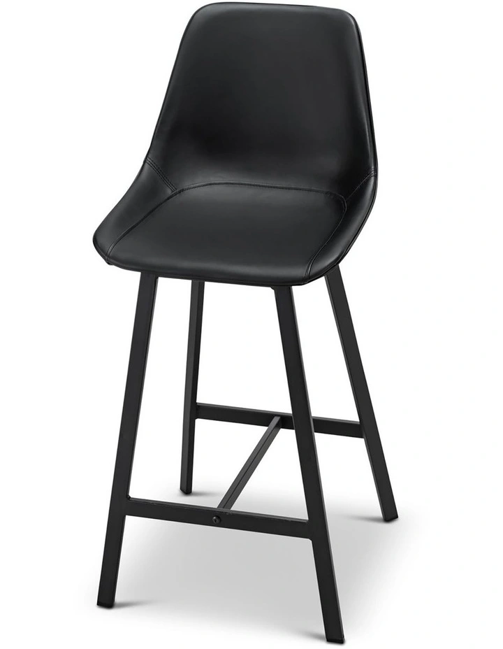 Hanns Premium Vegan Leather High Back Barstool 67cm Set Of 2 In Black image 6