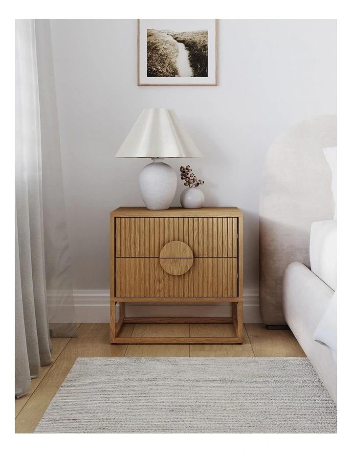 Braxton Ripple Bedside Table In Natural Oak image 2