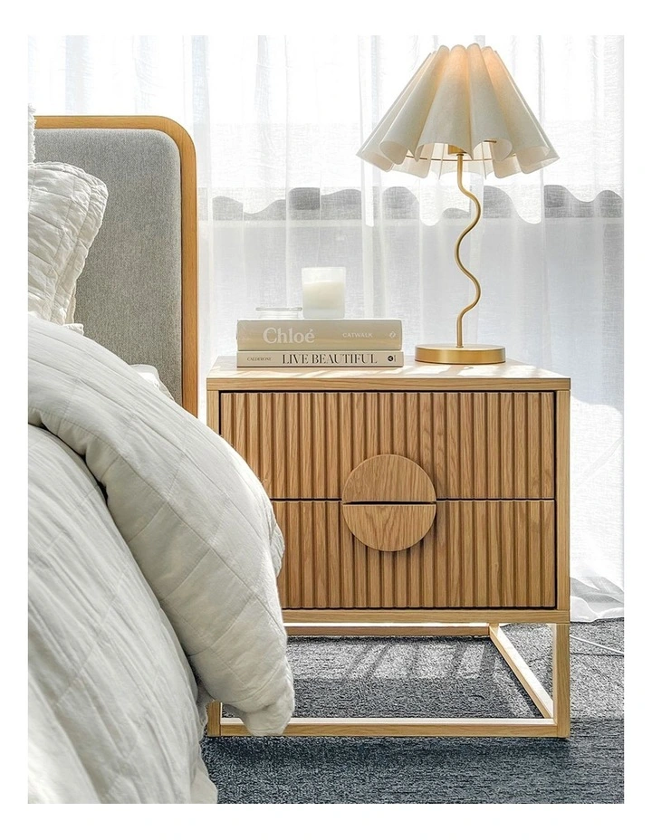 Braxton Ripple Bedside Table In Natural Oak image 3