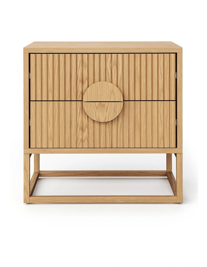 Braxton Ripple Bedside Table In Natural Oak image 4