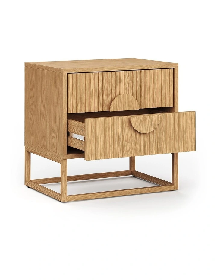 Braxton Ripple Bedside Table In Natural Oak image 5