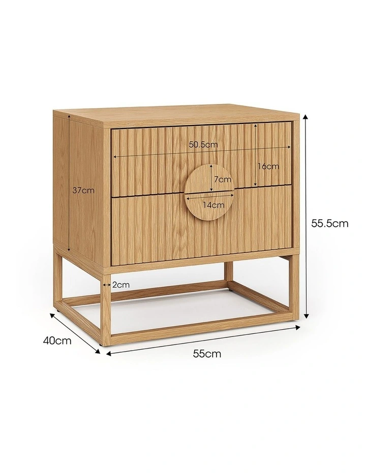 Braxton Ripple Bedside Table In Natural Oak image 6