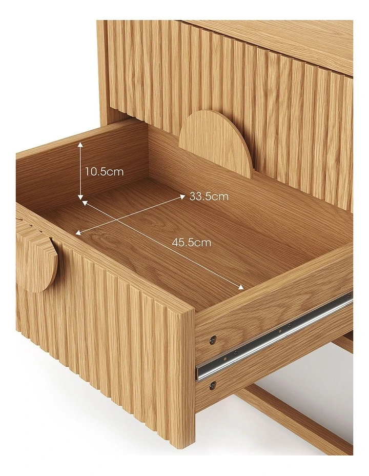 Braxton Ripple Bedside Table In Natural Oak image 7