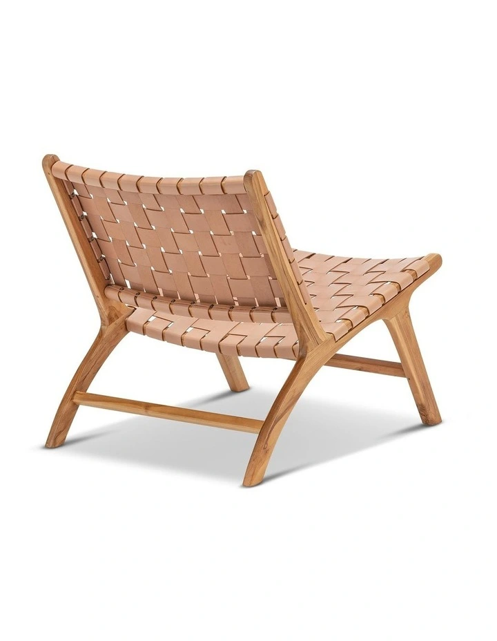 Casey Woven Leather Lounge Chair In Nude Tan image 4