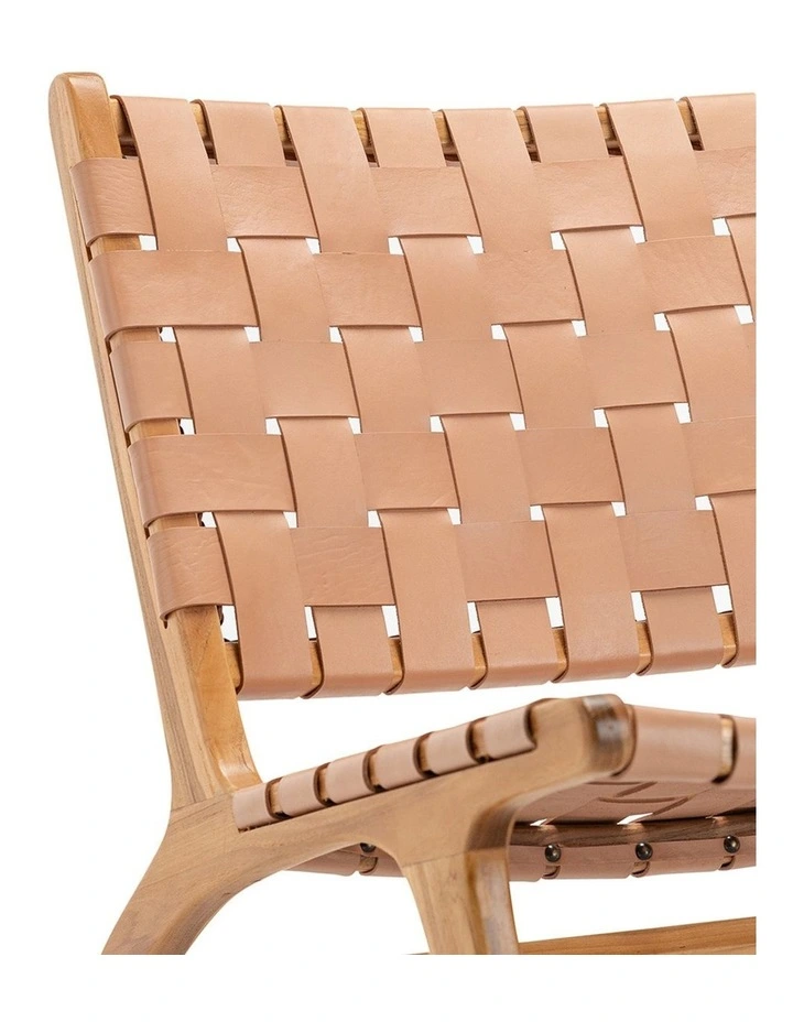 Casey Woven Leather Lounge Chair In Nude Tan image 5