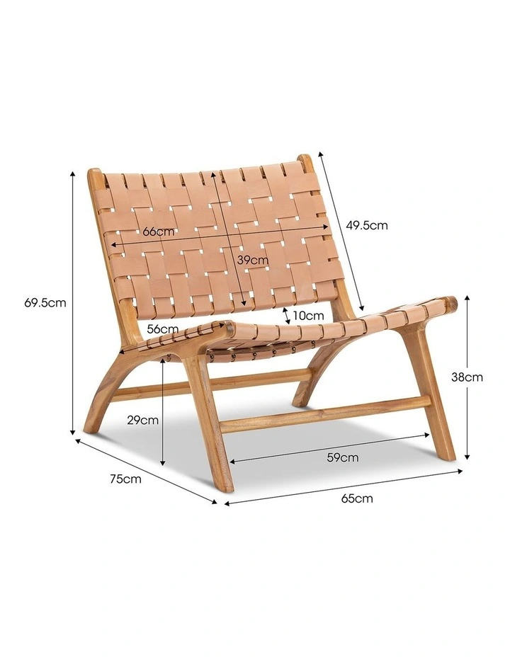 Casey Woven Leather Lounge Chair In Nude Tan image 7