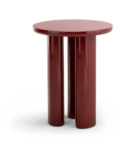 Eliette Round Side Table In Merlot Red