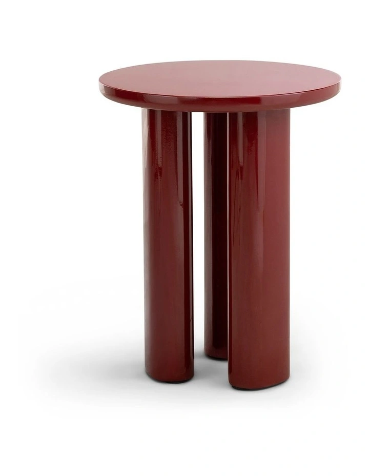 Eliette Round Side Table In Merlot Red image 1