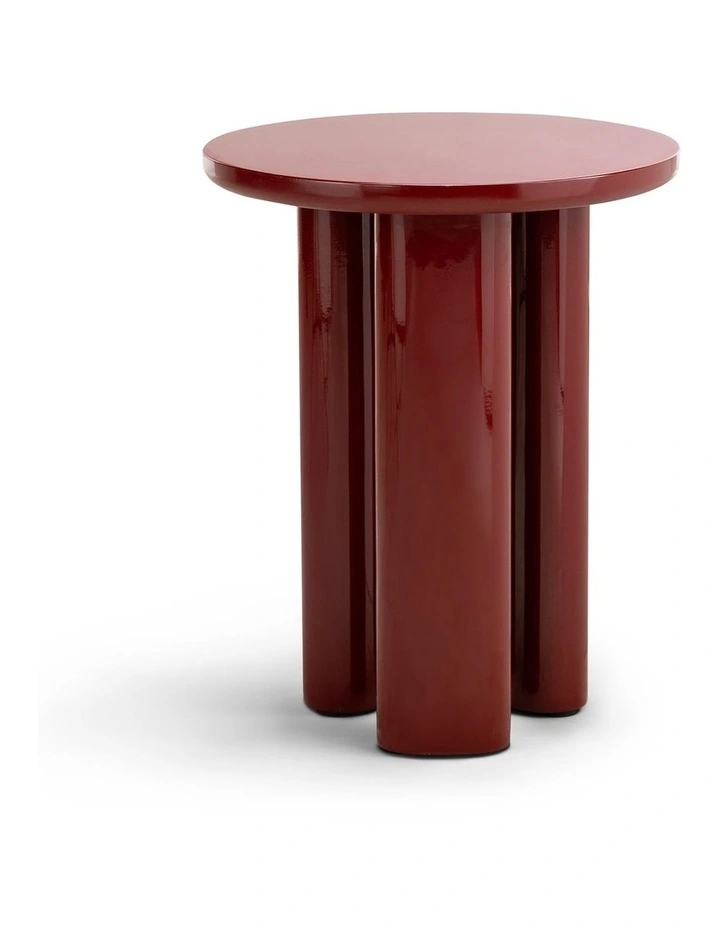 Eliette Round Side Table In Merlot Red image 2