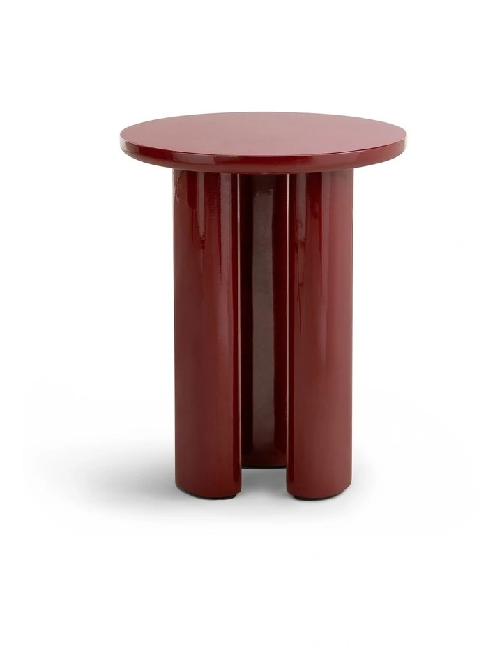 Eliette Round Side Table In Merlot Red image 3