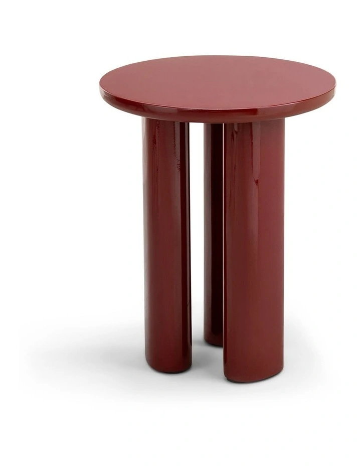 Eliette Round Side Table In Merlot Red image 4