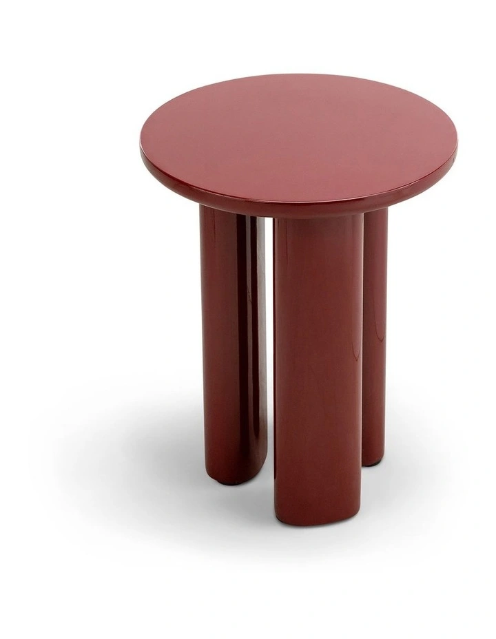 Eliette Round Side Table In Merlot Red image 5