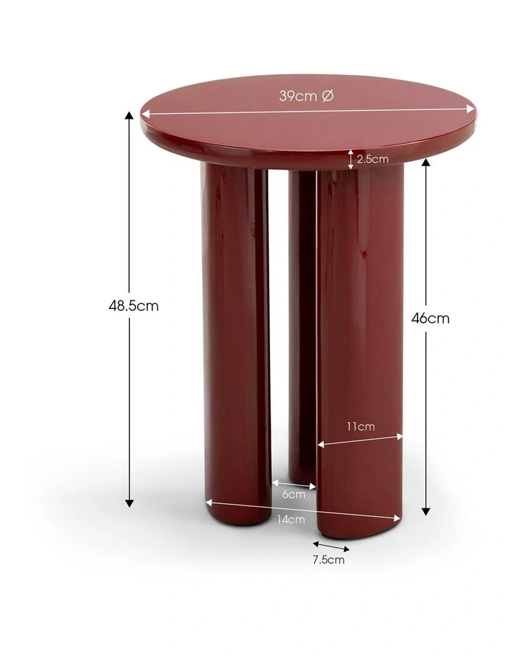 Eliette Round Side Table In Merlot Red image 7