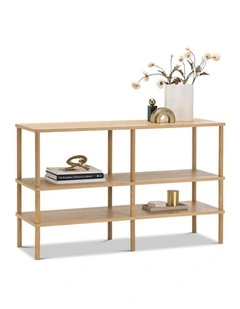 Rakie Wide Shelving Unit In Natural Oak