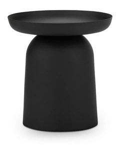 Sirkel Pedestal Round Side Table In Matte Black