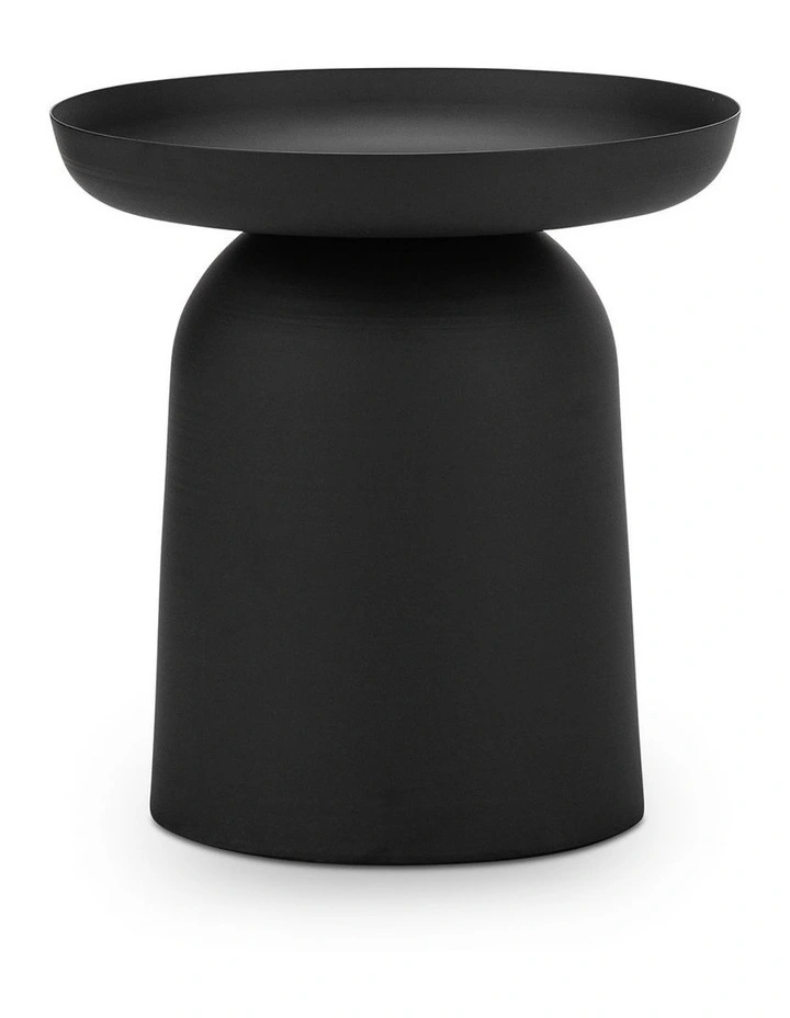 Sirkel Pedestal Round Side Table In Matte Black image 1