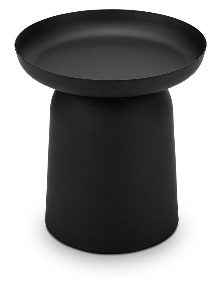 Sirkel Pedestal Round Side Table In Matte Black image 2