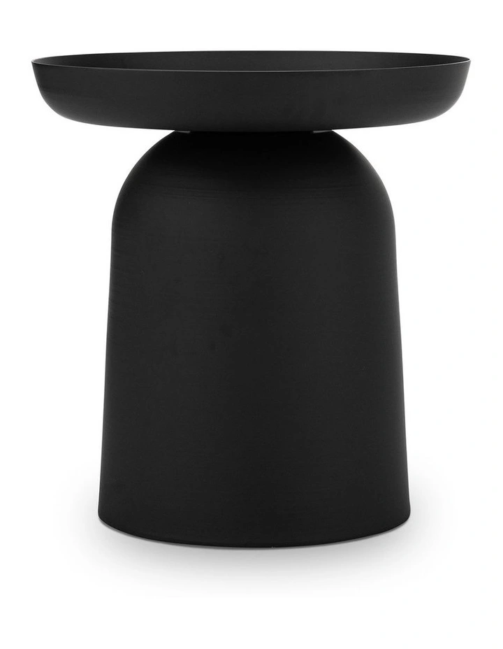 Sirkel Pedestal Round Side Table In Matte Black image 3