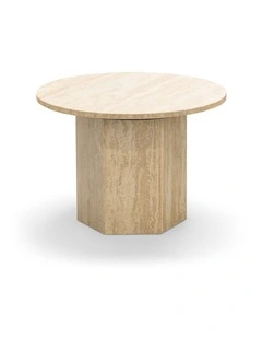 Hexica Round Coffee Table 60cm In Cream Travertine