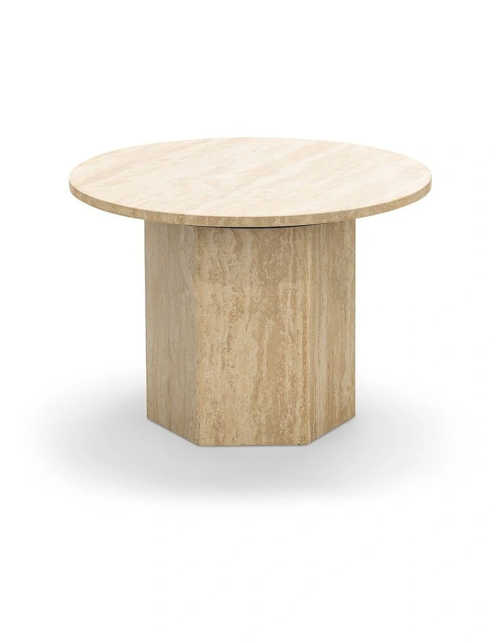 Hexica Round Coffee Table 60cm In Cream Travertine image 1