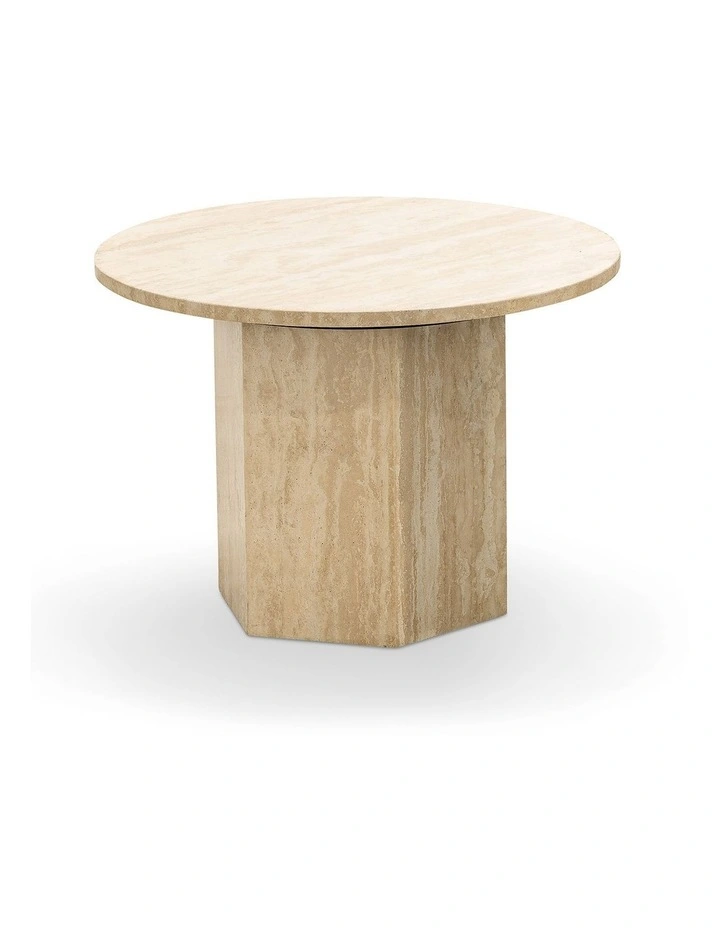 Hexica Round Coffee Table 60cm In Cream Travertine image 2