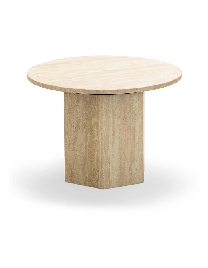 Hexica Round Coffee Table 60cm In Cream Travertine image 3