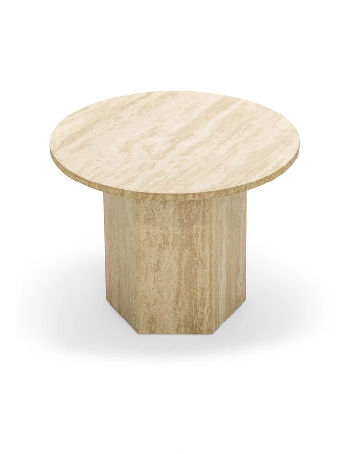 Hexica Round Coffee Table 60cm In Cream Travertine image 4