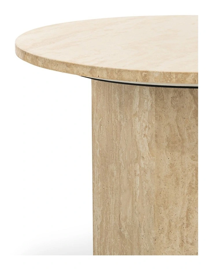 Hexica Round Coffee Table 60cm In Cream Travertine image 5