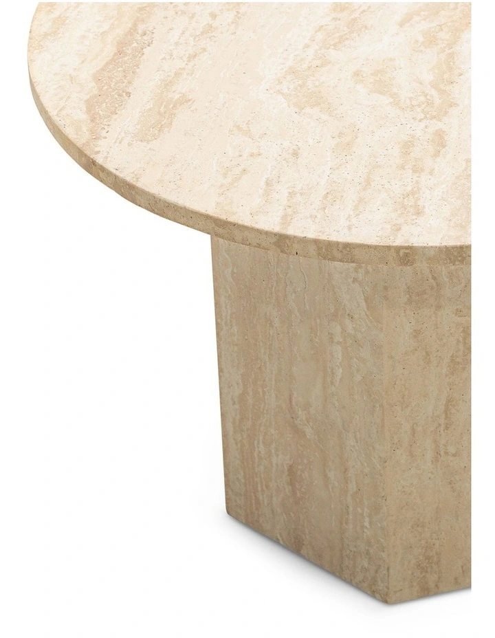 Hexica Round Coffee Table 60cm In Cream Travertine image 6