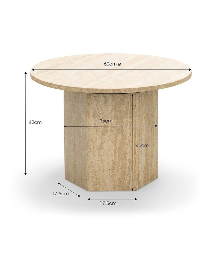 Hexica Round Coffee Table 60cm In Cream Travertine image 7