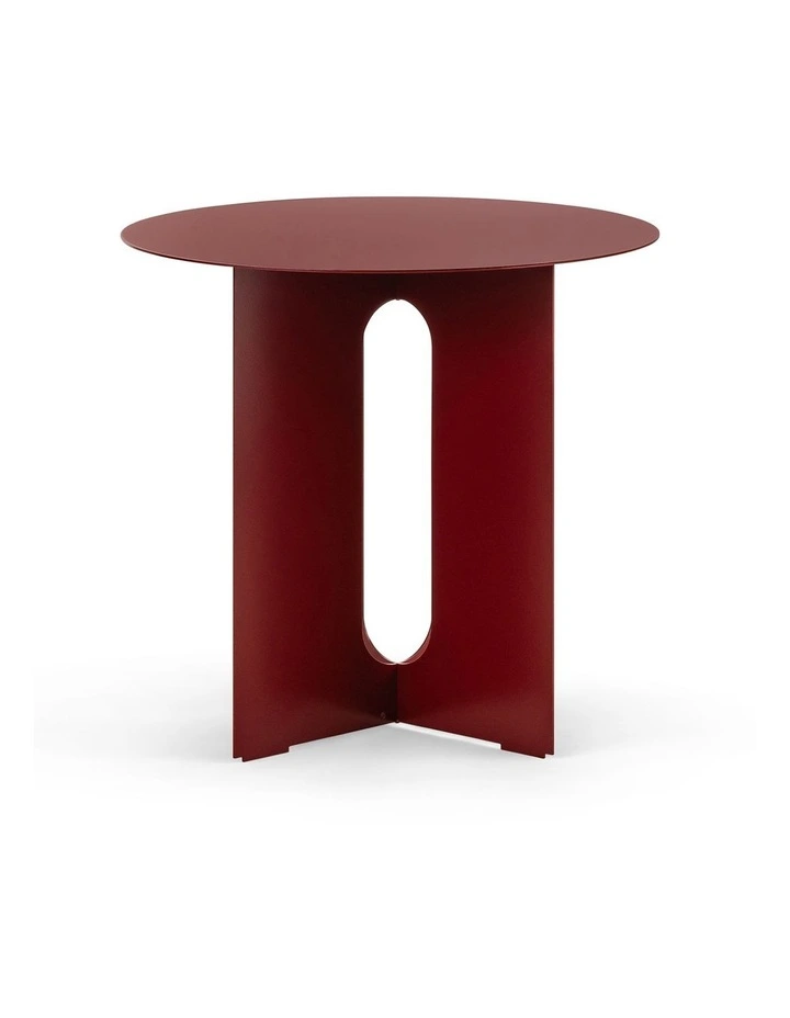 Kiyo Round Steel Side Table in Merlot Red image 2