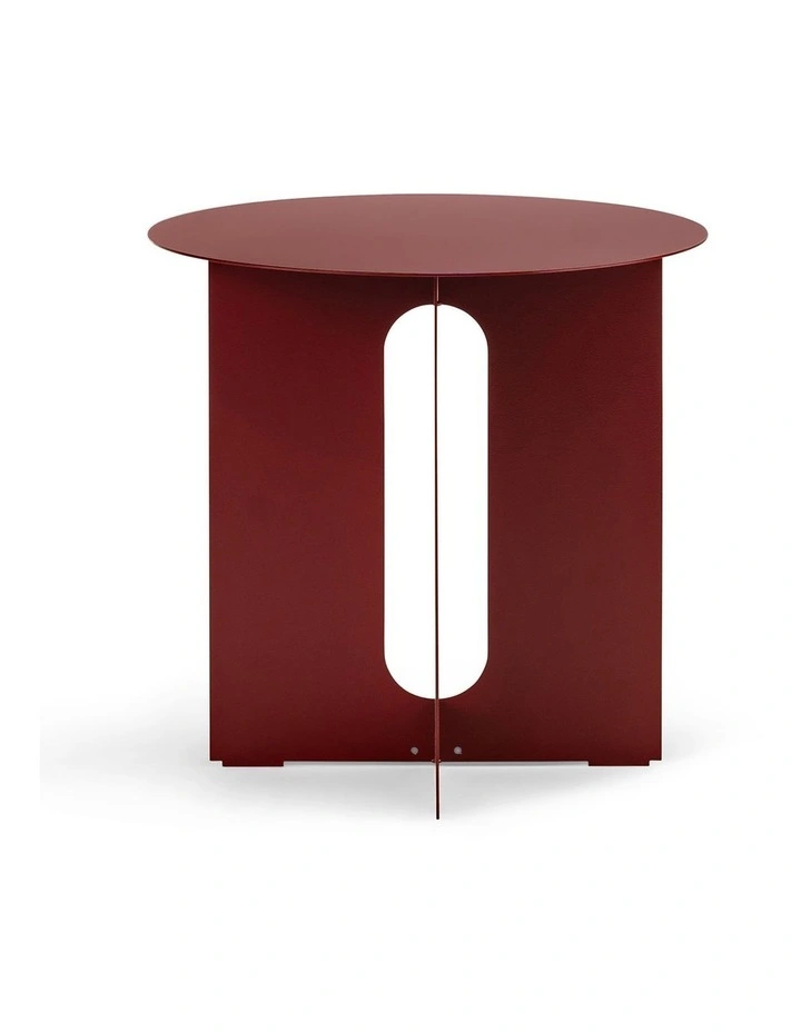 Kiyo Round Steel Side Table in Merlot Red image 3