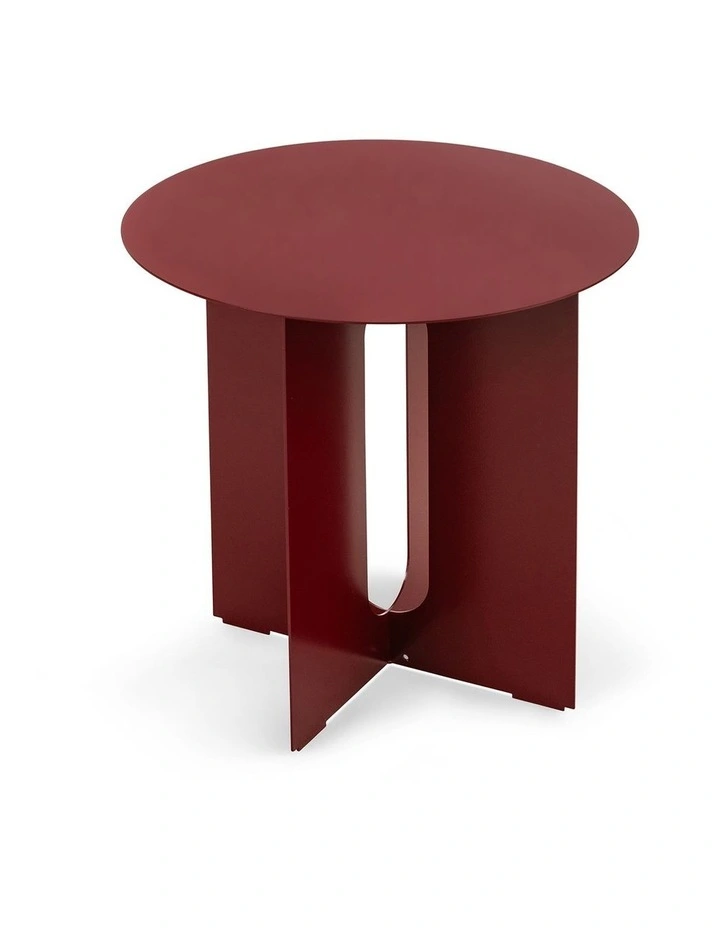 Kiyo Round Steel Side Table in Merlot Red image 4