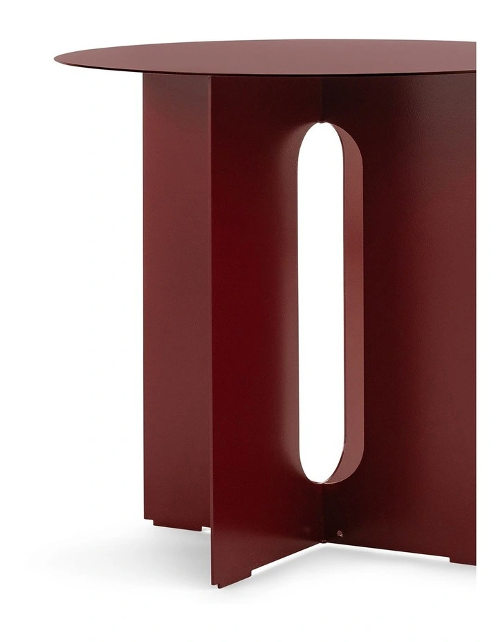 Kiyo Round Steel Side Table in Merlot Red image 5