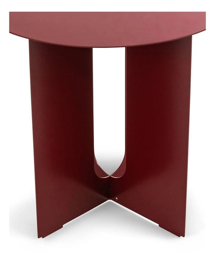 Kiyo Round Steel Side Table in Merlot Red image 6