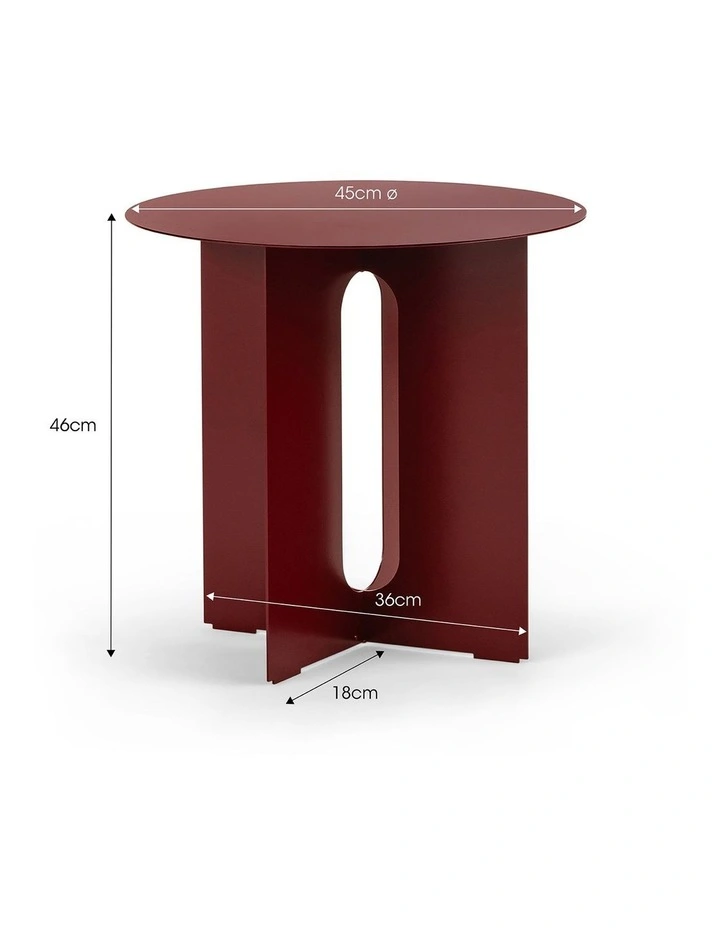 Kiyo Round Steel Side Table in Merlot Red image 7