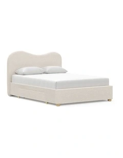 Aira Queen 2 Drawer Storage Bed Frame In Cream Boucle