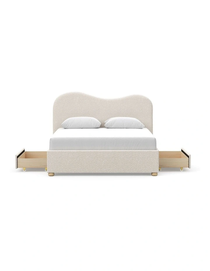 Aira Queen 2 Drawer Storage Bed Frame In Cream Boucle image 5
