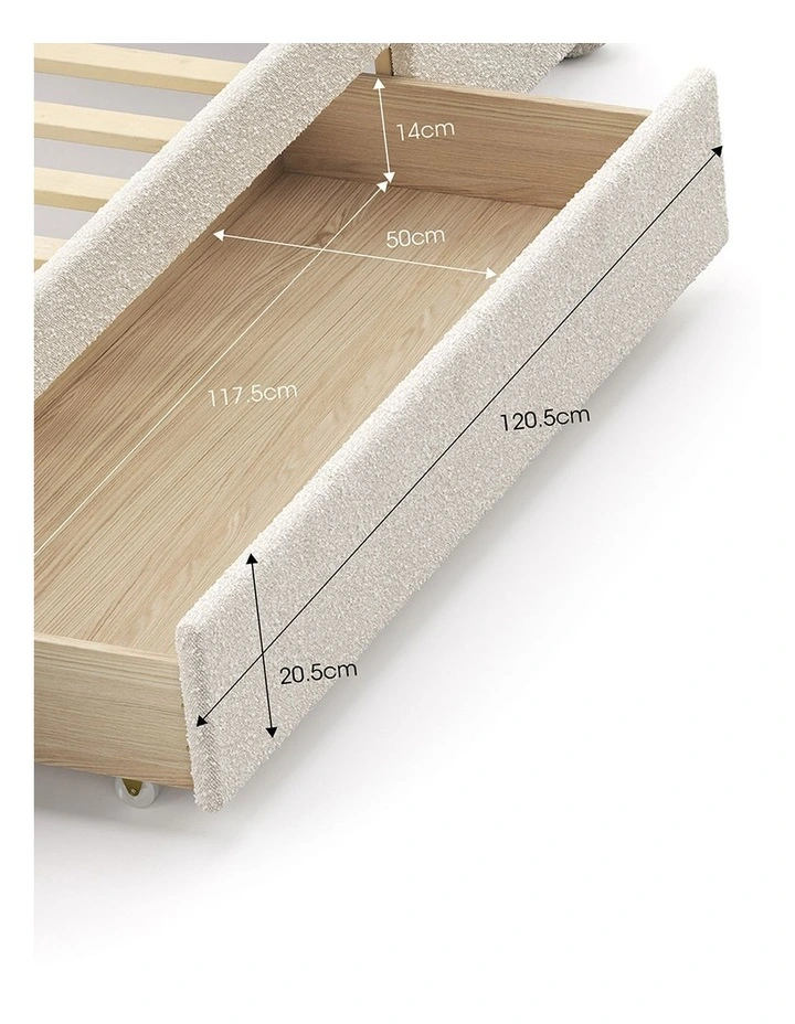 Aira Queen 2 Drawer Storage Bed Frame In Cream Boucle image 7