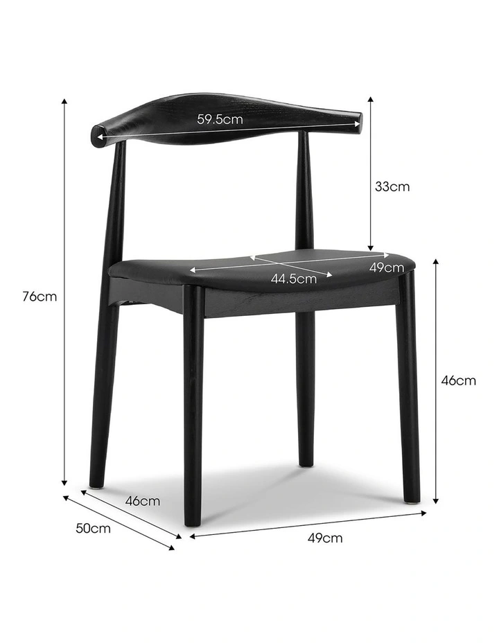 Elba Ashwood Elbow Dining Chair Set Of 2 in Black image 7
