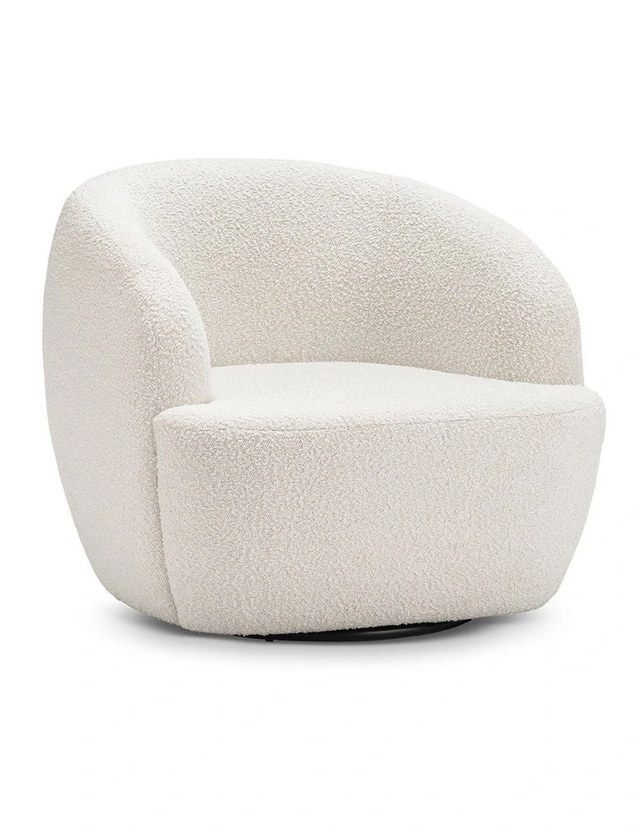 Cuddle Swivel Armchair In Cream Boucle image 1