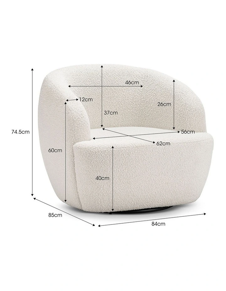 Cuddle Swivel Armchair In Cream Boucle image 7