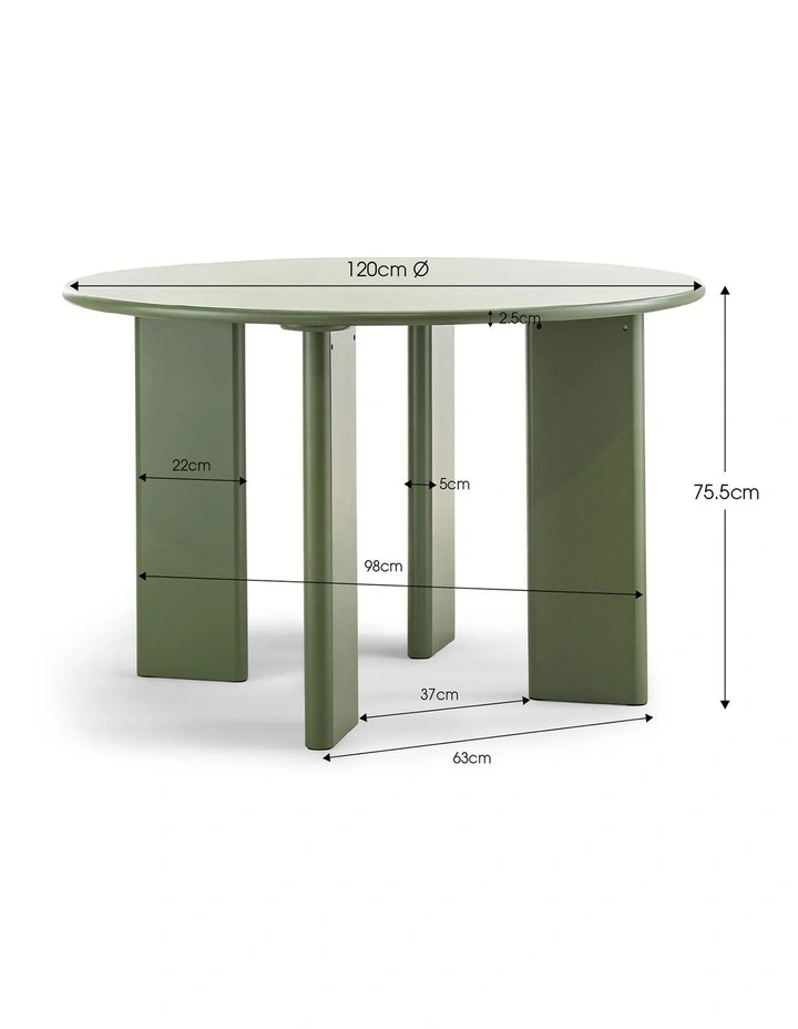 Omni Round Dining Table 120cm In Olive Green image 7