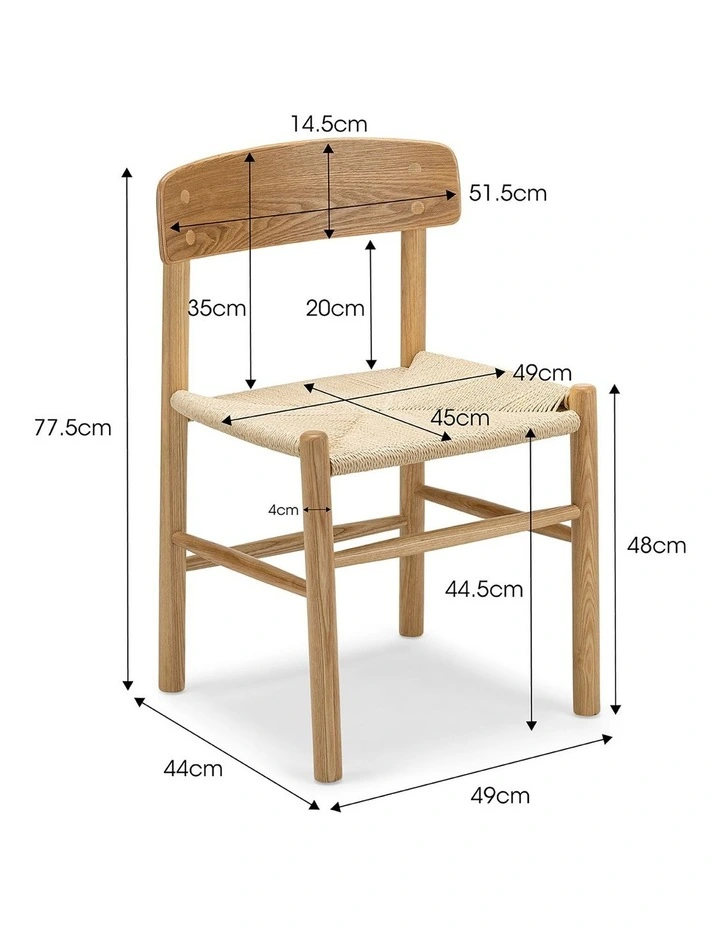 Isak Ashwood Woven Cord Dining Chair Set Of 2 in Natural image 7
